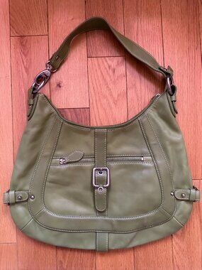 Bobo Chic Vintage Green faux leather medium size shoulder purse